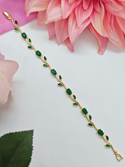Emerald Tulip Bracelet -18KT Gold Plated