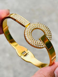 Luminary Halo Cuff – 18K Gold Plated Pavé Crystal Circular Bracelet
