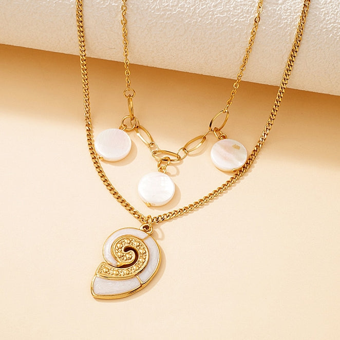 Riviera MOP Shell Layer Necklace - 18KT Gold Plated