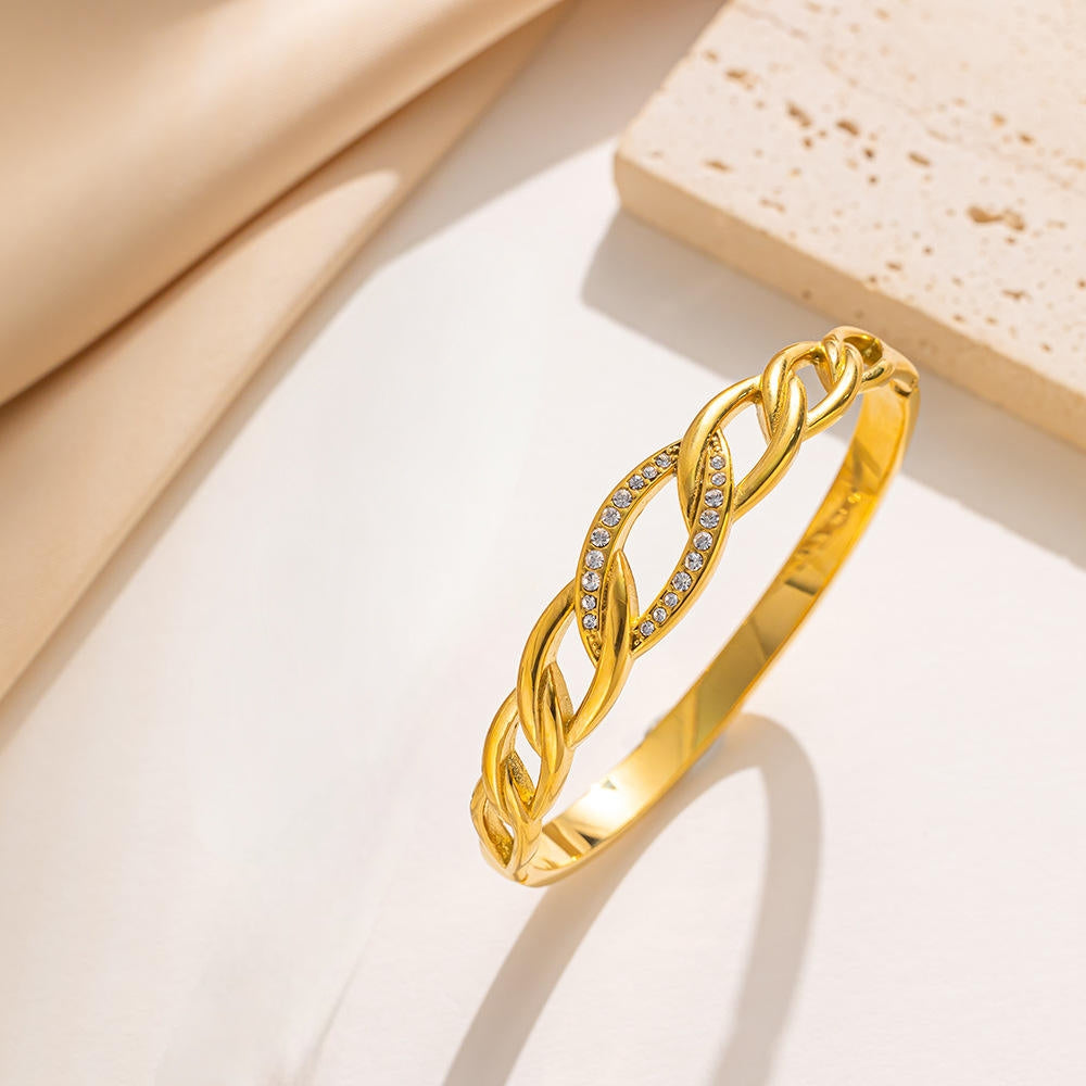 Forever Linked Zirconia Cuff Bracelet - Demifine 18KT Gold Plated
