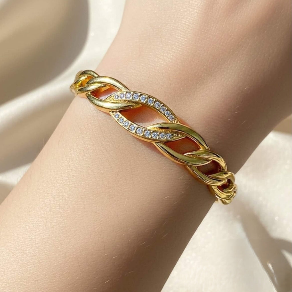 Forever Linked Zirconia Cuff Bracelet - Demifine 18KT Gold Plated