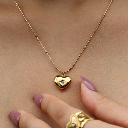 Heart of Diamond Pendant -18KT Gold Plated