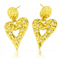 Diamond Heart Drop Earrings -18KT Gold Plated