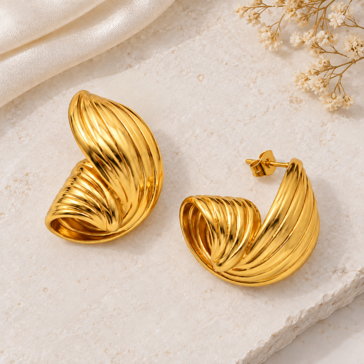 Aurelia Twist Stud Earrings -18KT Gold Plated