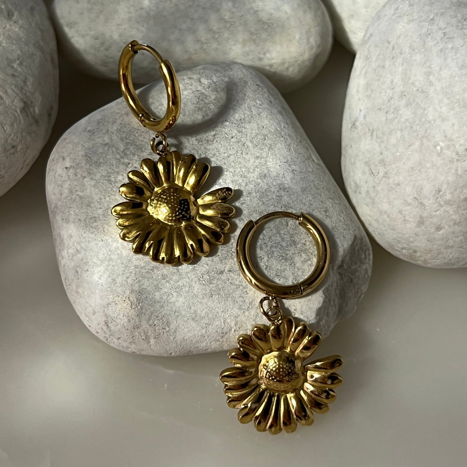 Sunflower Drop Earrings - Demifine 18KT Gold Plated
