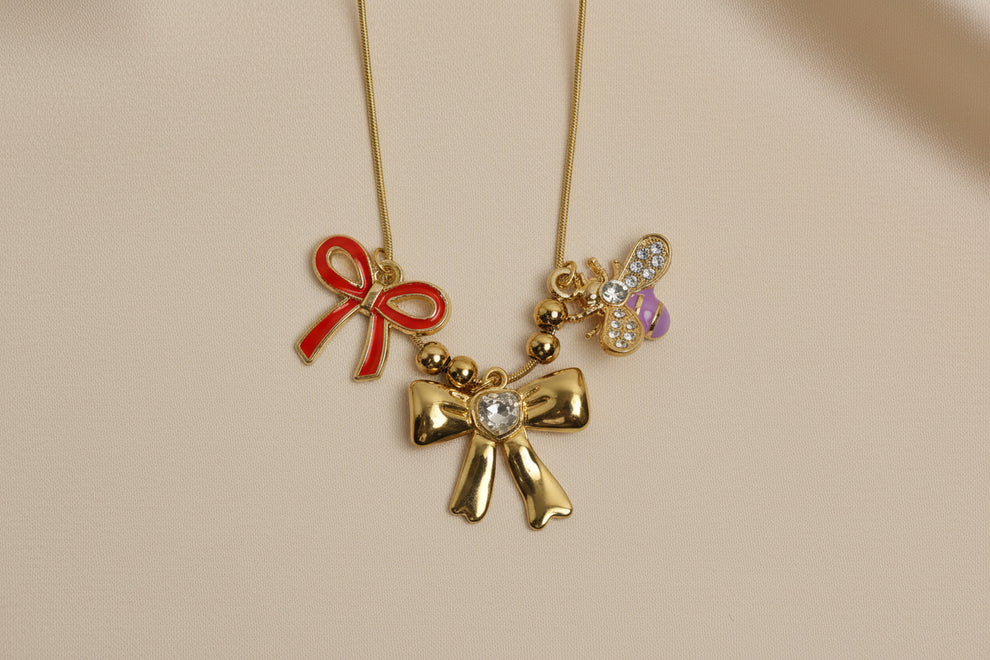 Bow Bee Pendant -18KT Gold Plated