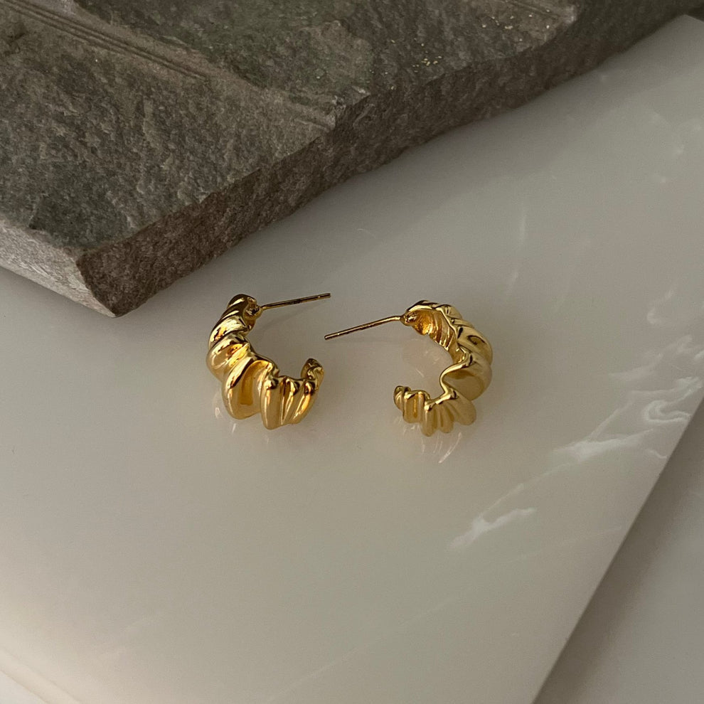 Croissant Hoop Earrings-18KT Gold Plated