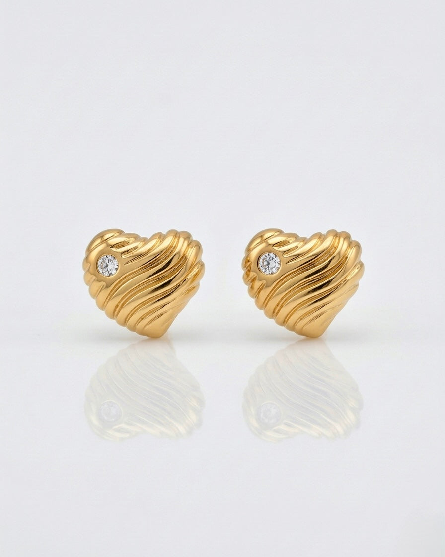 Mini Heart Stud Earring- 18KT Gold Plated