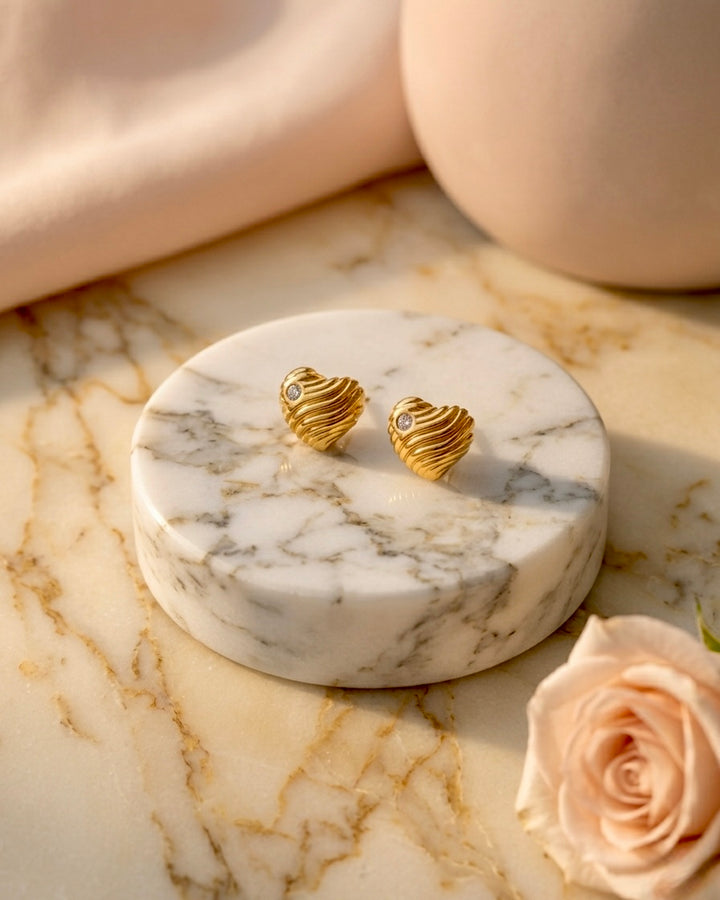 Mini Heart Stud Earring- 18KT Gold Plated