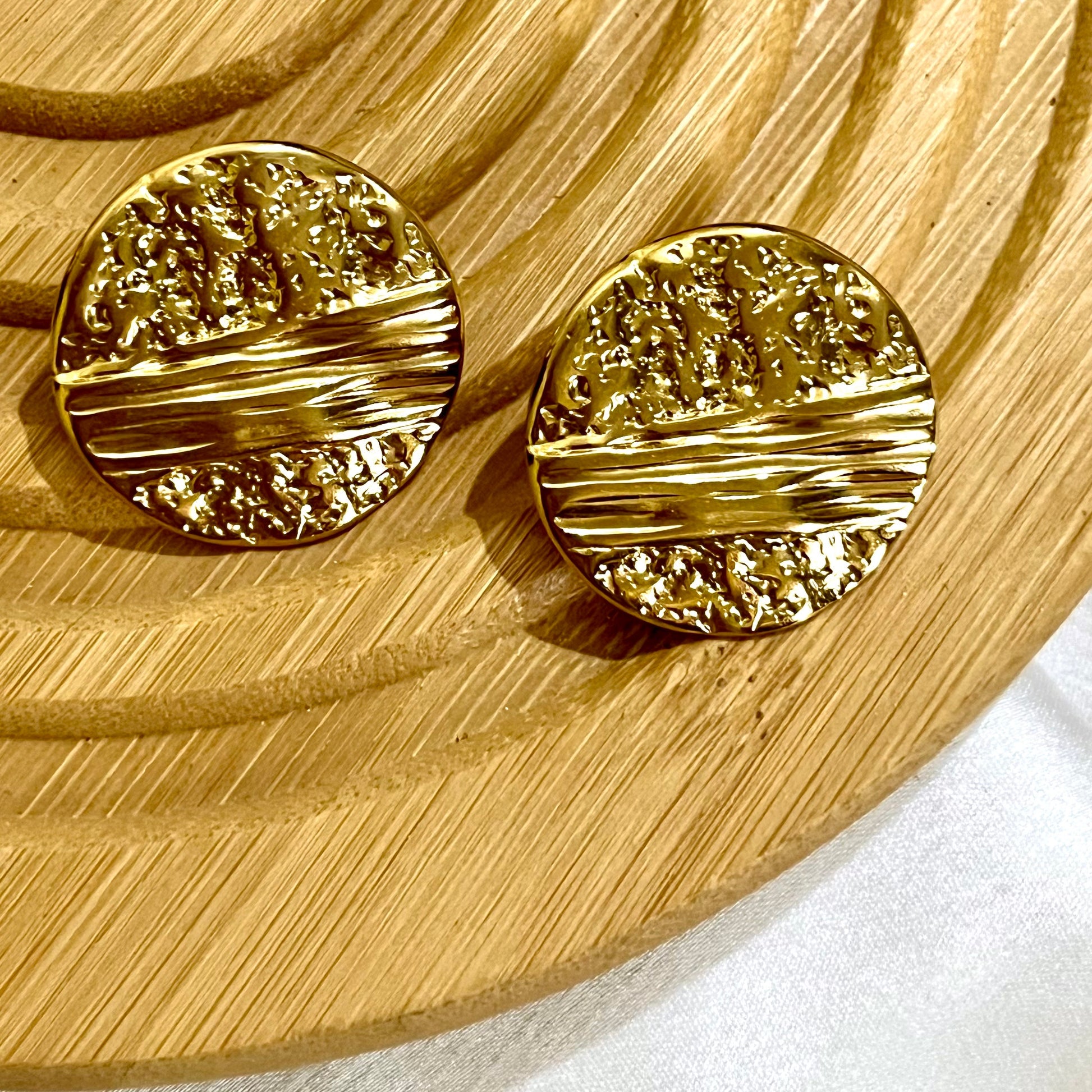 Clara Textured Stud Earrings - 18KT Gold Plated