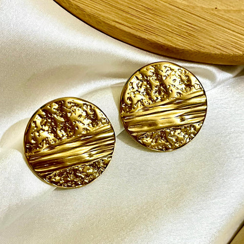 Clara Textured Stud Earrings - 18KT Gold Plated