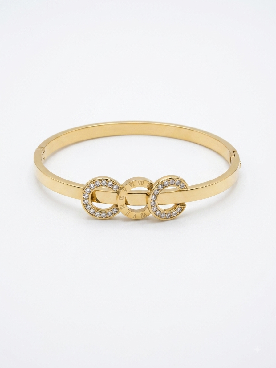 Éternité Crystal Cuff Bracelet - 18KT Gold Plated
