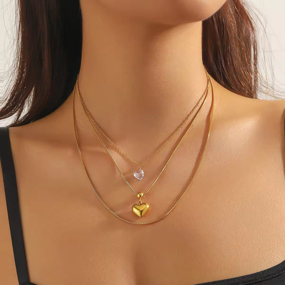 Delicate Heart Multilayer Pendant -18KT Gold Plated