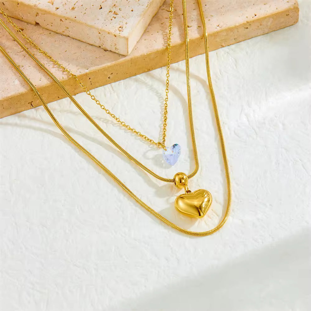 Delicate Heart Multilayer Pendant -18KT Gold Plated