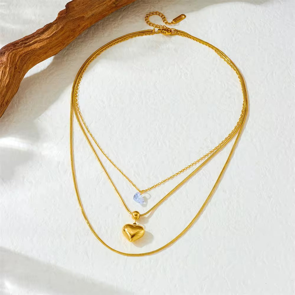 Delicate Heart Multilayer Pendant -18KT Gold Plated