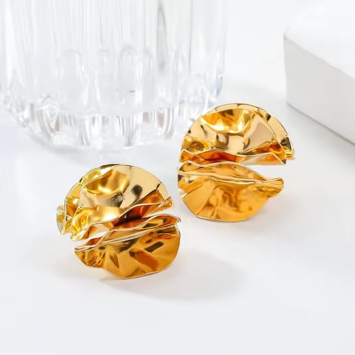 Floral Drama Anti-Tarnish Demifine Stud Earrings - 18KT Gold Plated