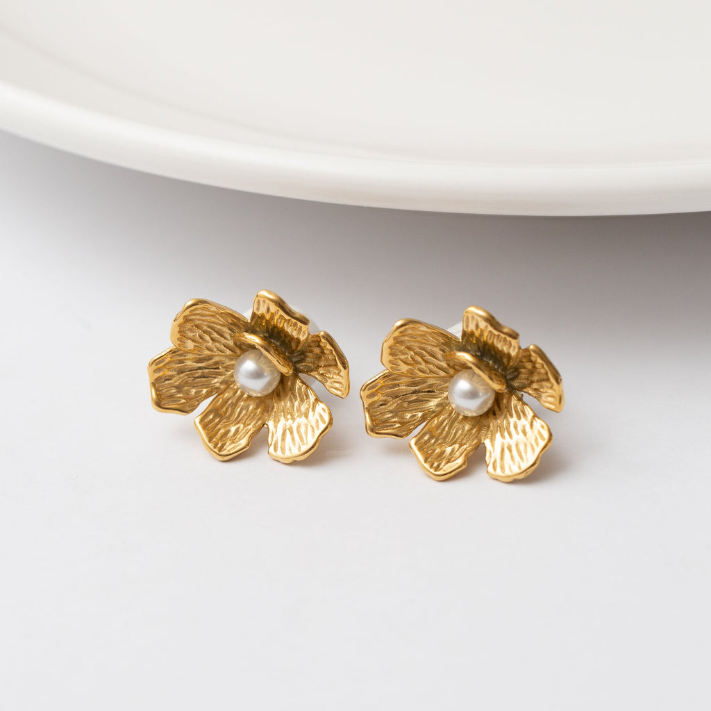 Floral Essence Stud Earrings -18KT Gold Plated
