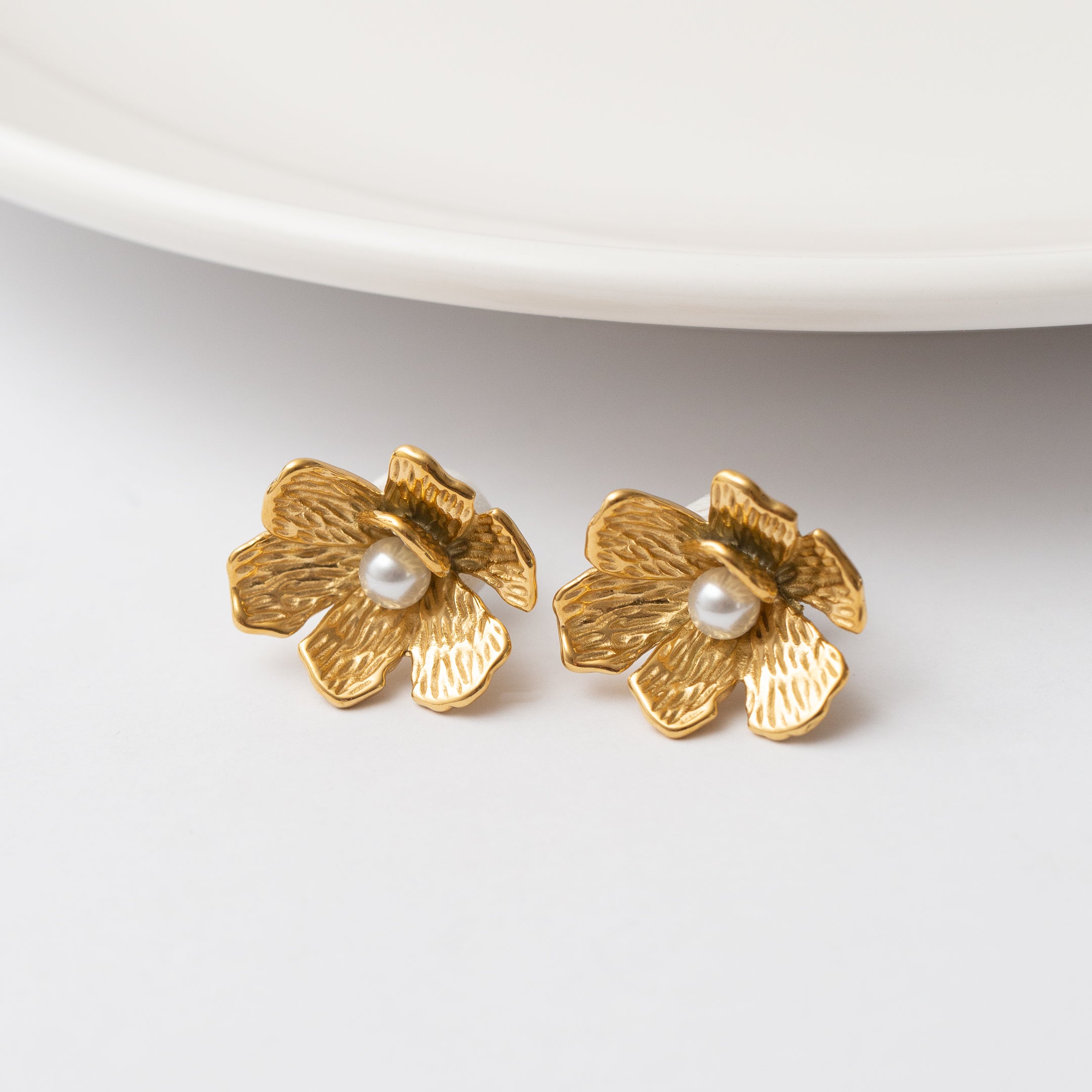 Floral Essence Stud Earrings -18KT Gold Plated