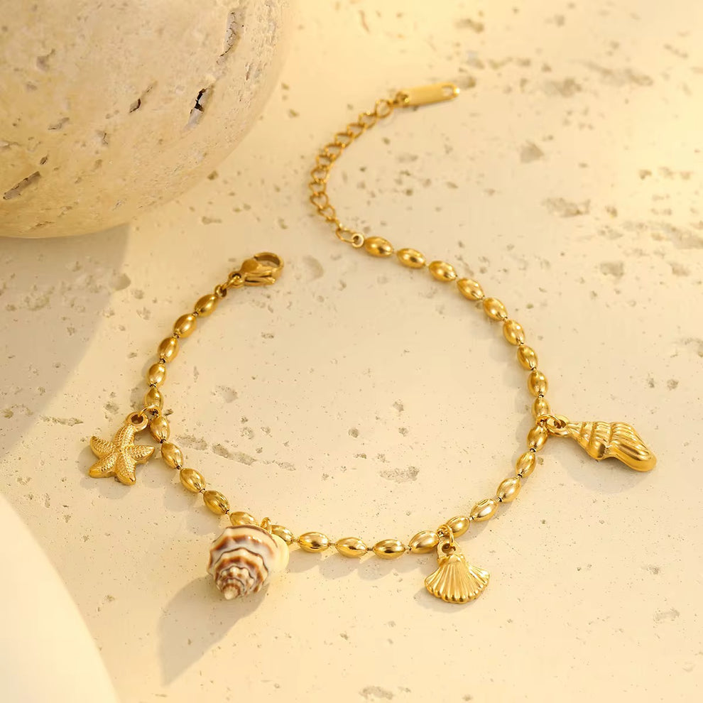 Shoreline Shell Charms Bracelet - 18KT Gold Plated