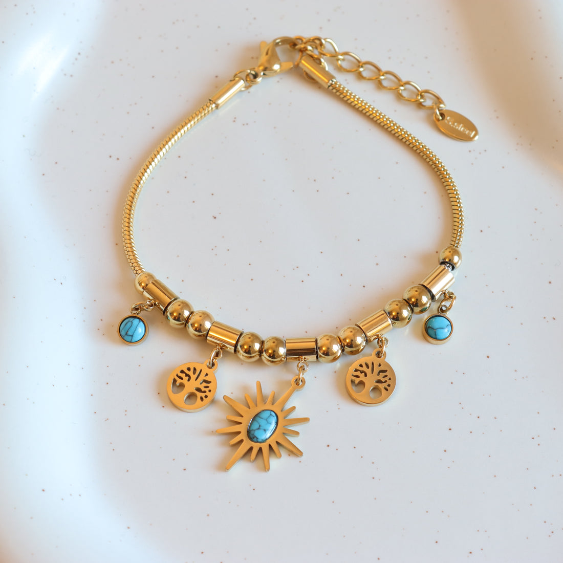 Tree of Life Turquoise Bracelet -18KT Gold Plated