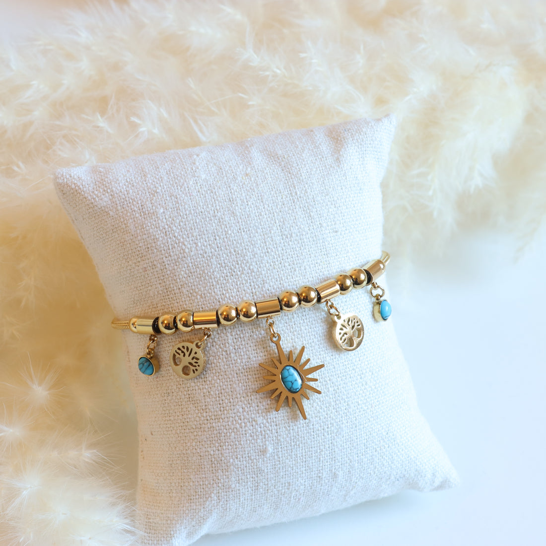 Tree of Life Turquoise Bracelet -18KT Gold Plated