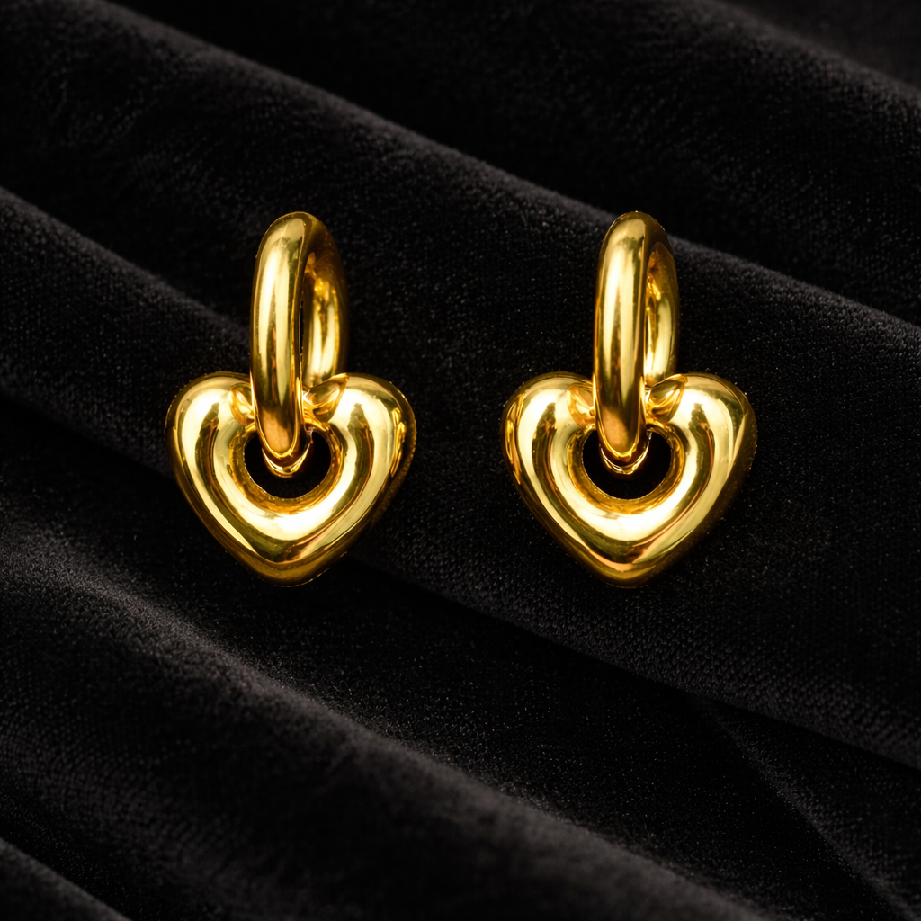 Heart Huggie Earrings -18KT Gold Plated