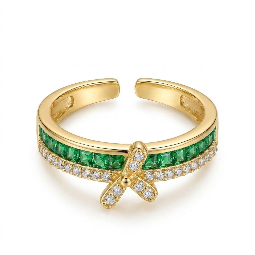 Knotted Muse Emerald Ring - Demifine 18KT Gold Plated