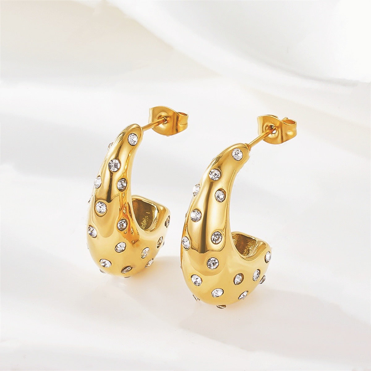 Teardrop Stud Earrings -18KT Gold Plated