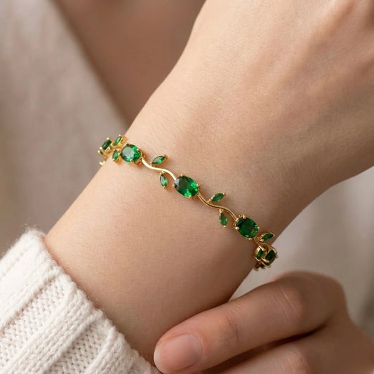 Emerald Tulip Bracelet -18KT Gold Plated