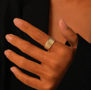 Geometric Style Statement Ring - Demifine 18KT Gold Plated