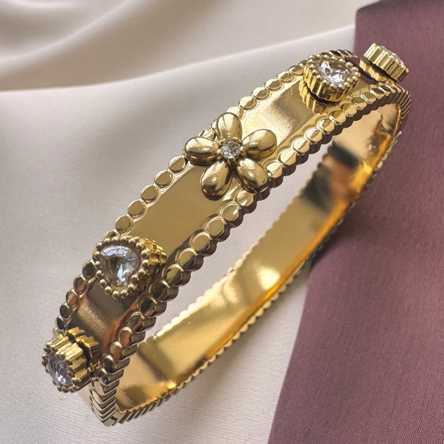 Heart on My Sleeves Cuff Bracelet - Demifine 18KT Gold Plated