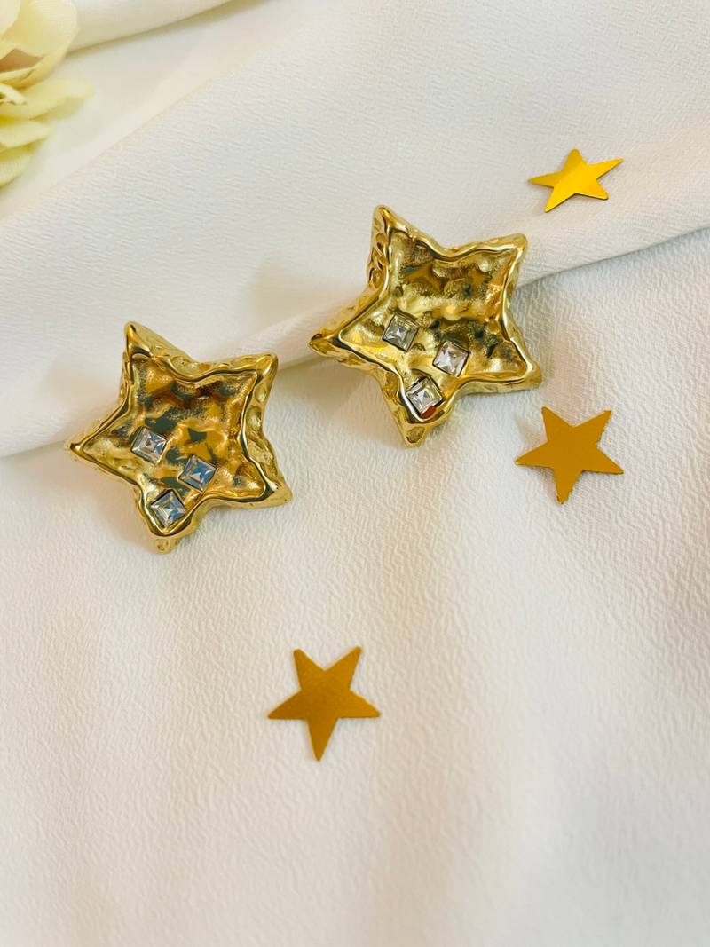18KT Gold Plated Demifine Celestial Star Stud Earring