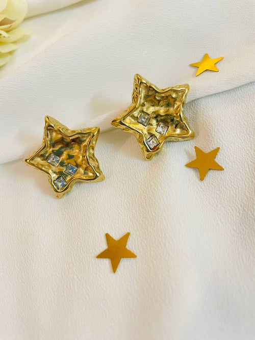 18KT Gold Plated Demifine Celestial Star Stud Earring