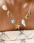 I heart Pearl Starfish Charms Pendant Chain - Demifine 18KT Gold Plated