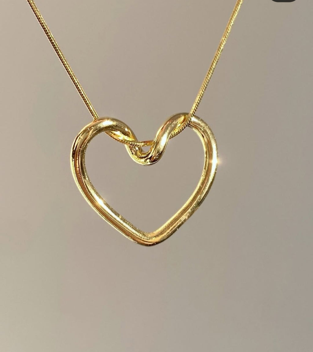 Hollow Heart Pendant Chain - Demifine 18KT Gold Plated