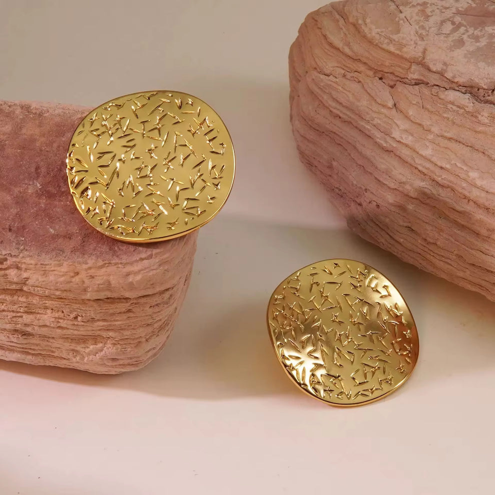 Round Luxe Stud Earring - Demifine 18KT Gold Plated