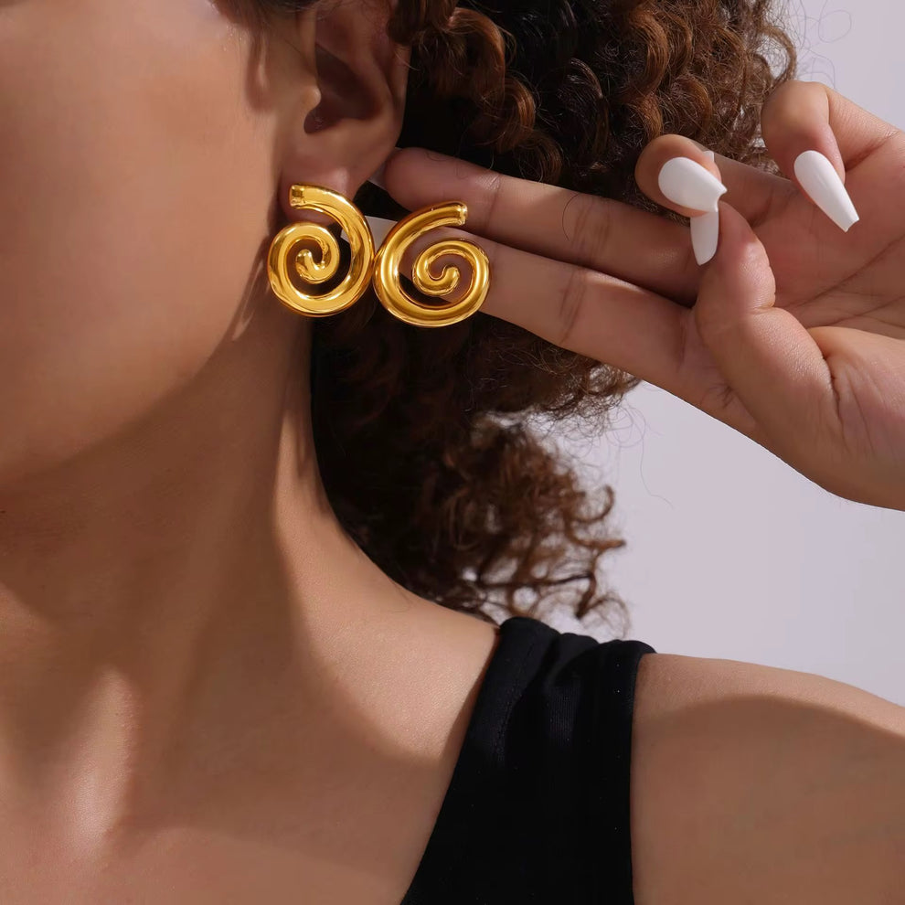 Jalebi Baby Spiral Statement Earring - Demifine 18KT Gold Plated