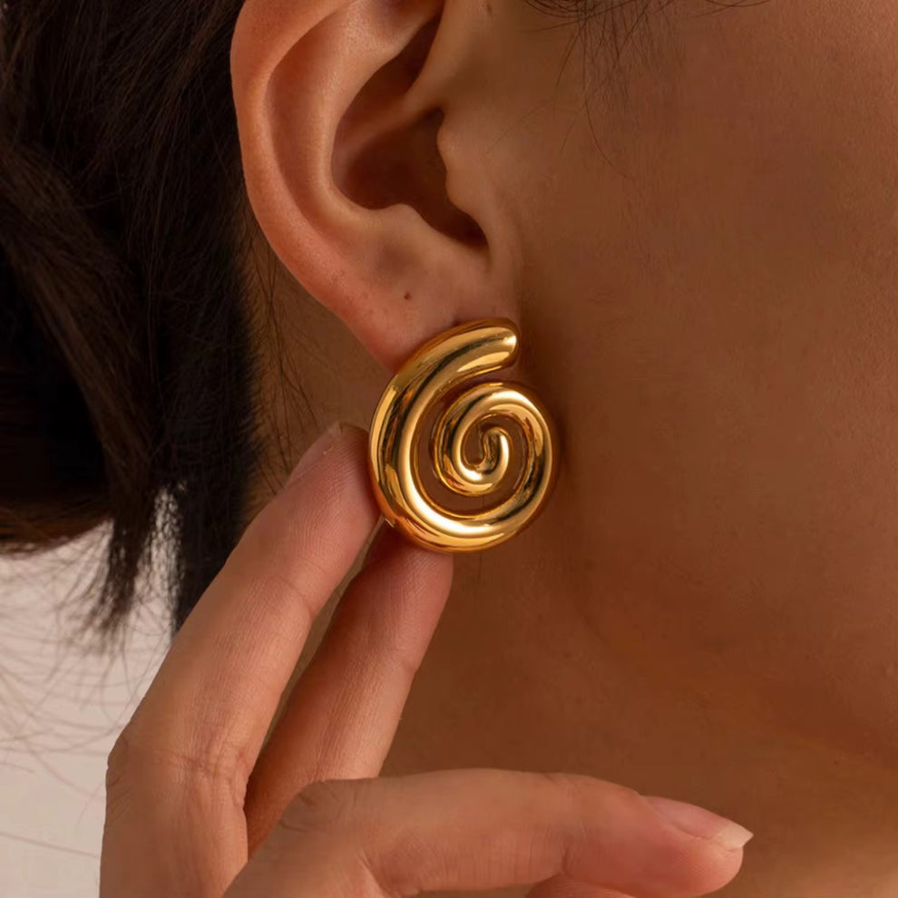 Jalebi Baby Spiral Statement Earring - Demifine 18KT Gold Plated