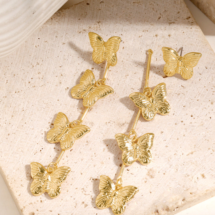 Dangling Butterfly Gold Plated Antitarnish Earring