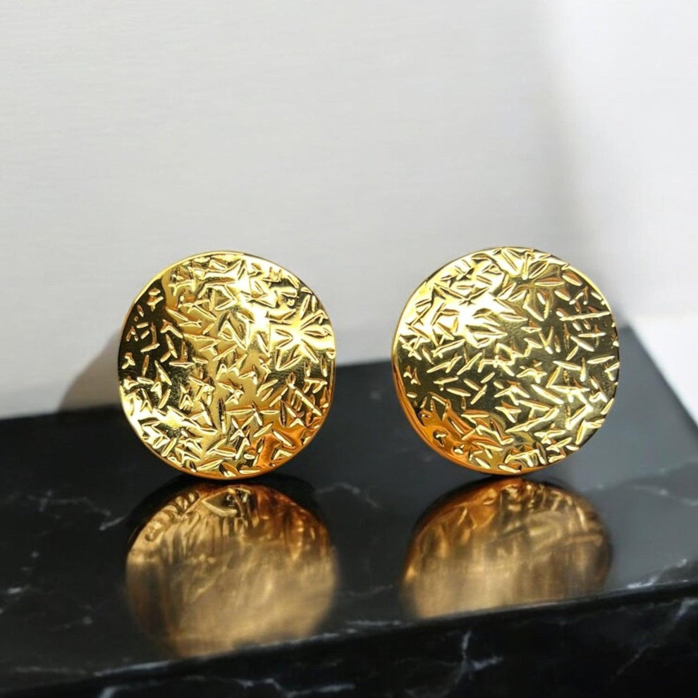 Round Luxe Stud Earring - Demifine 18KT Gold Plated