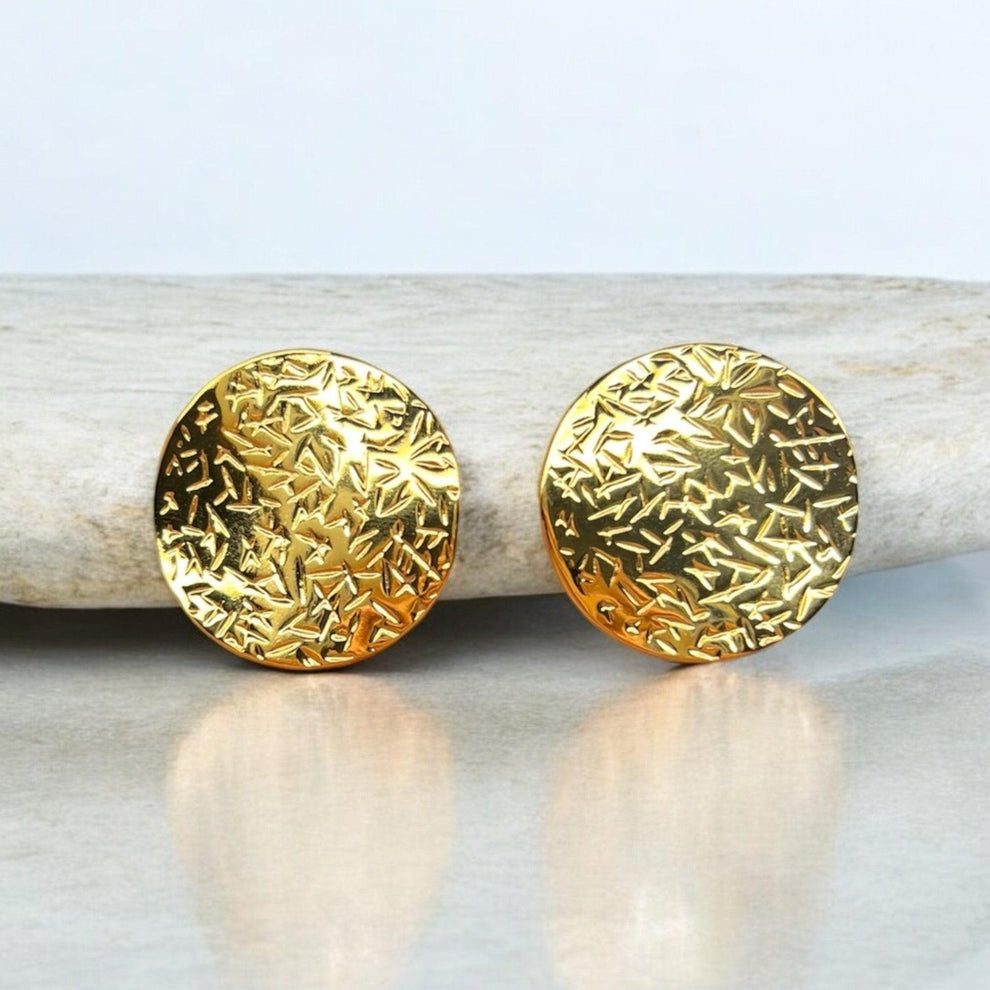 Round Luxe Stud Earring - Demifine 18KT Gold Plated