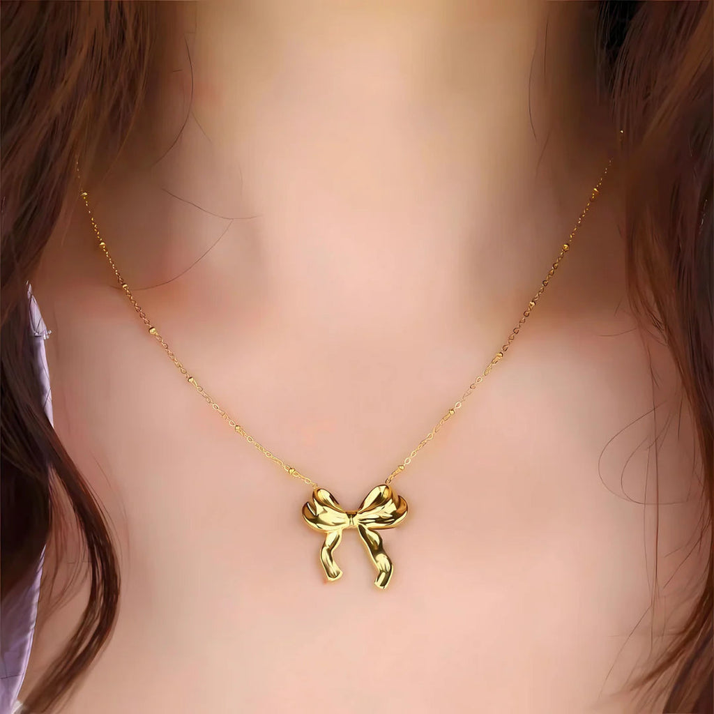 Peek a Bow Pendant -18KT Gold Plated