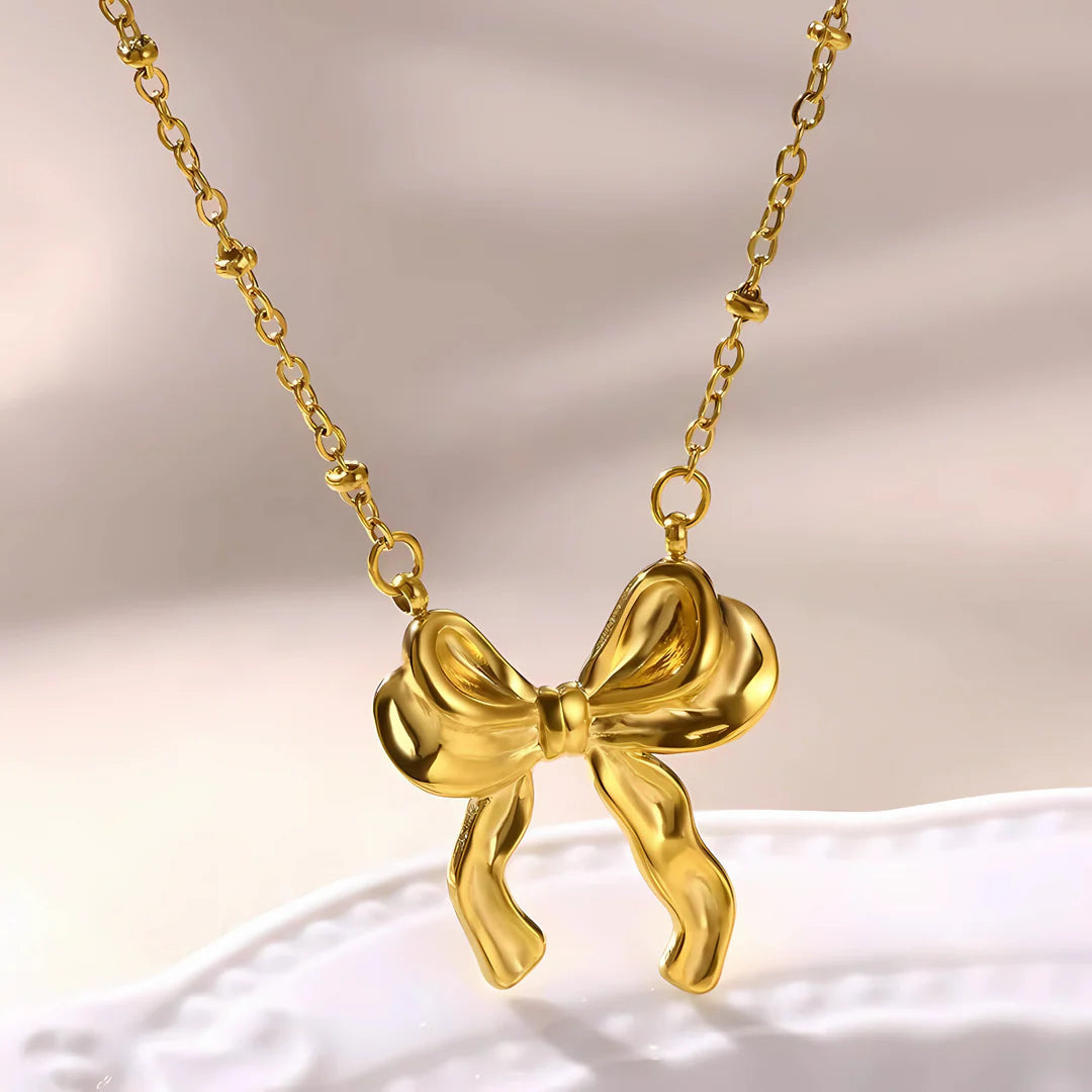 Peek a Bow Pendant -18KT Gold Plated