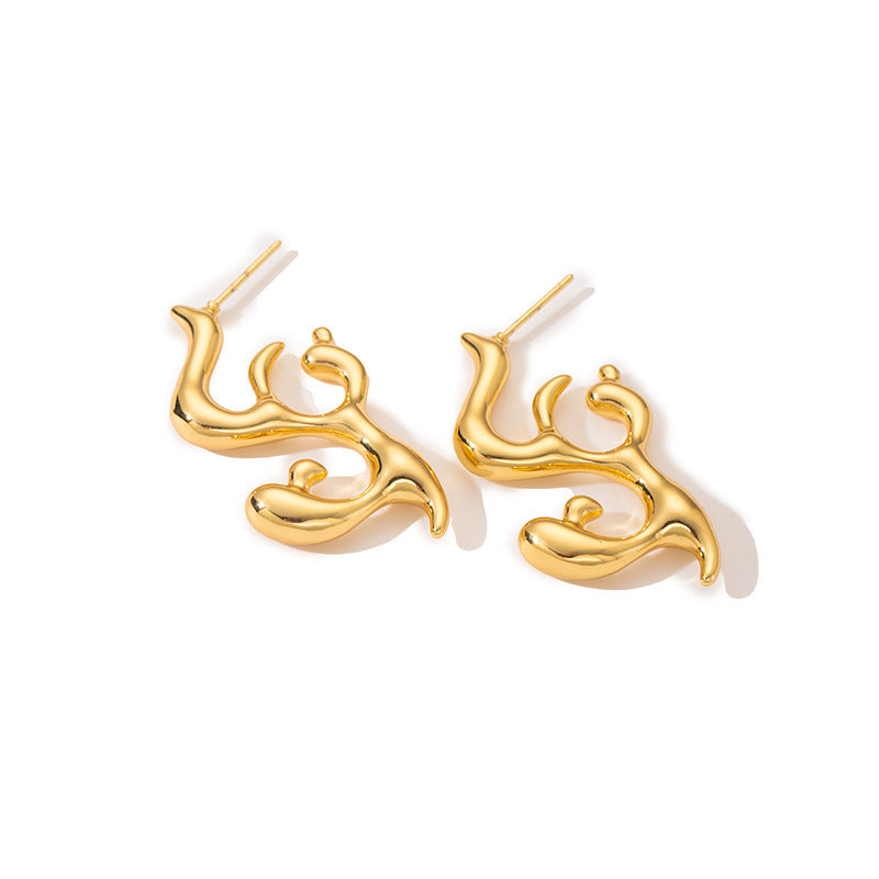 Flame Dripping Statement Earring - Demifine 18KT Gold Plated