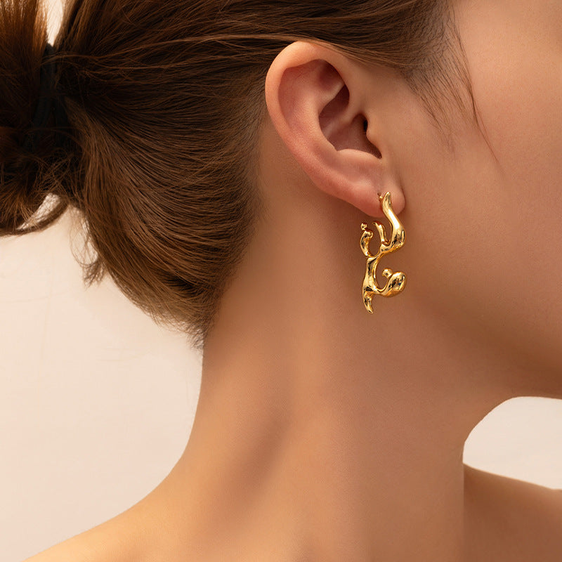 Flame Dripping Statement Earring - Demifine 18KT Gold Plated