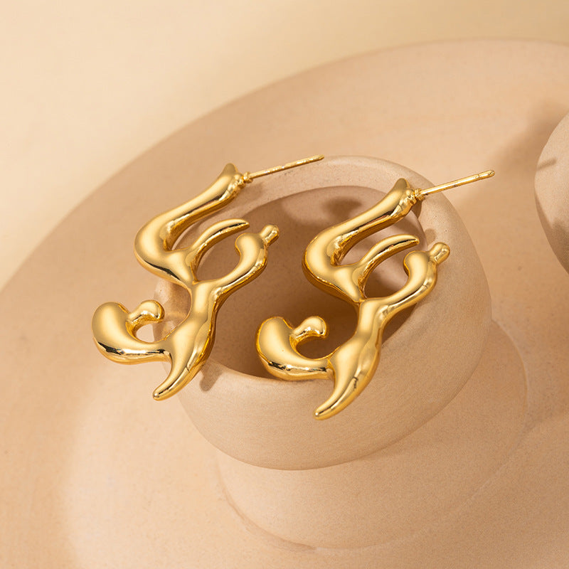 Flame Dripping Statement Earring - Demifine 18KT Gold Plated