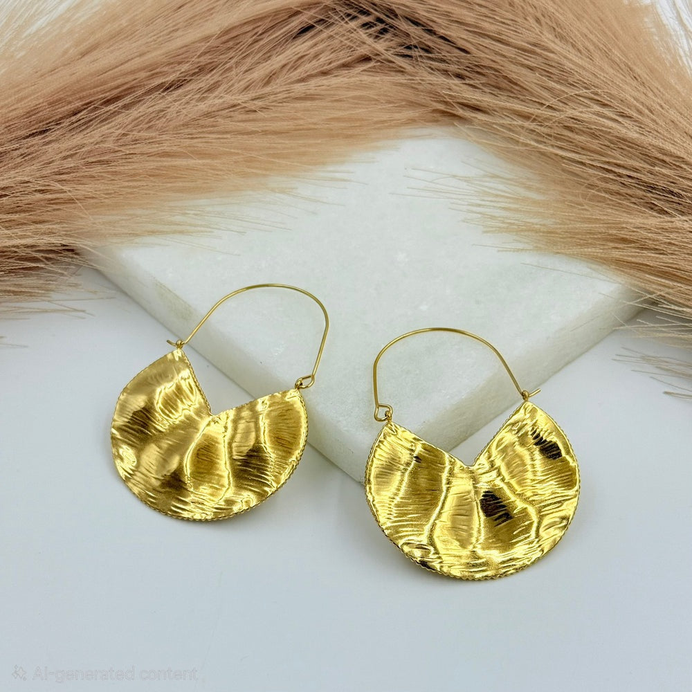 Crescent Moon Hoop Earrings - Demifine 18KT Gold Plated
