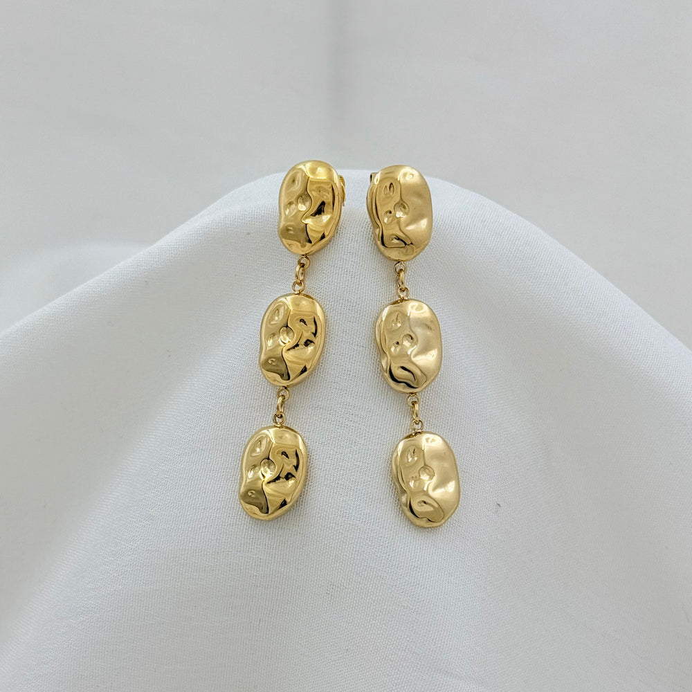 Alora Hammered Dangling Earrings - Demifine 18KT Gold Plated