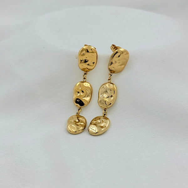 Alora Hammered Dangling Earrings - Demifine 18KT Gold Plated