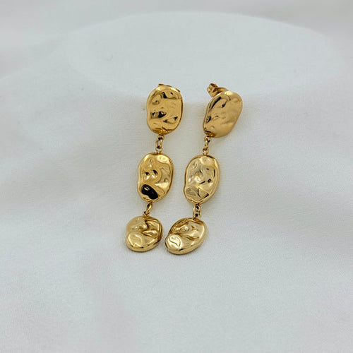 Alora Hammered Dangling Earrings - Demifine 18KT Gold Plated